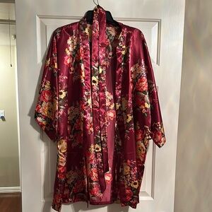 Floral Satin Kimono Robe